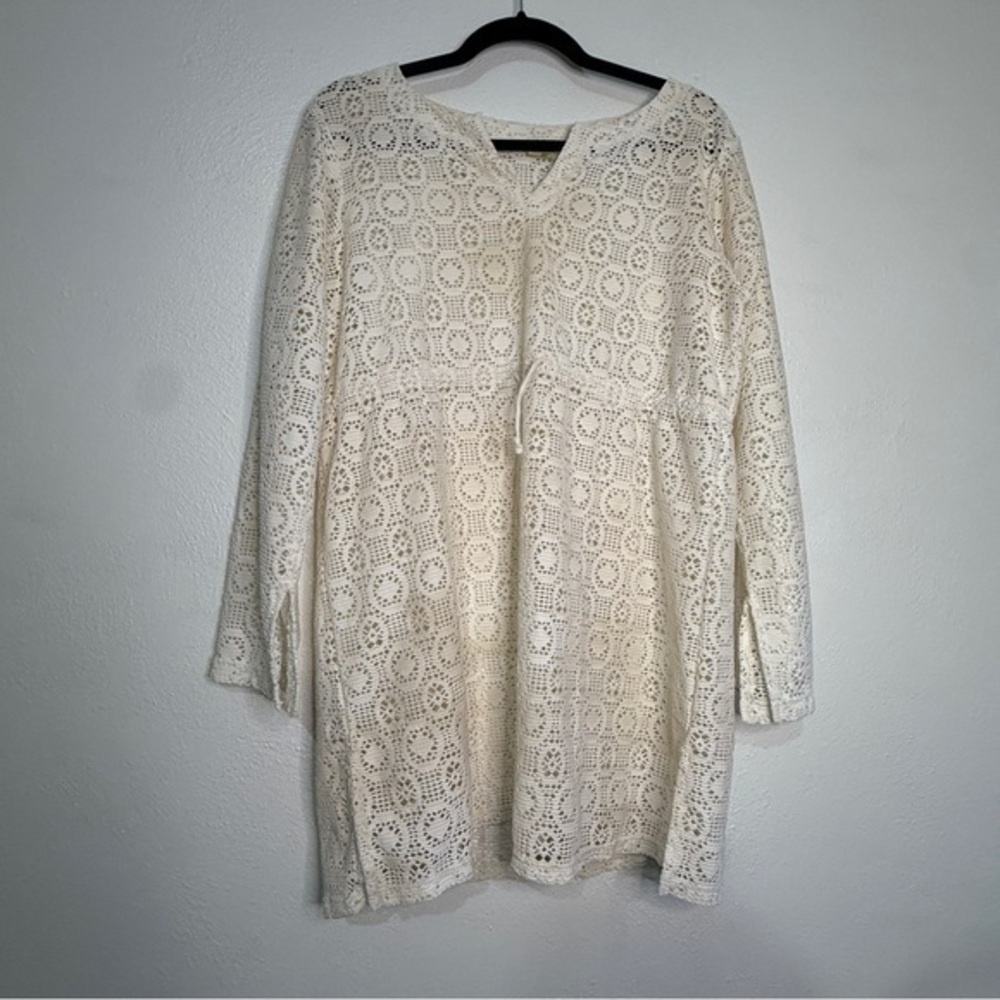 Islander Ivory Crochet Beach Dress, Swimsuit Coverup. Sz M